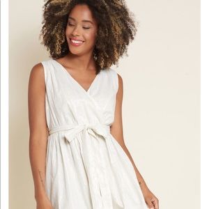 ModCloth white and shimmery striped dress
